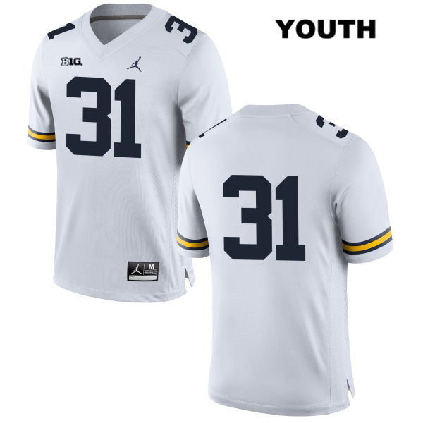 Youth NCAA Michigan Wolverines Jack Young #31 No Name White Jordan Brand Authentic Stitched Football College Jersey LM25A22LP